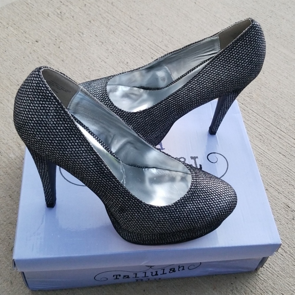 Size 10 black and silver platform heels